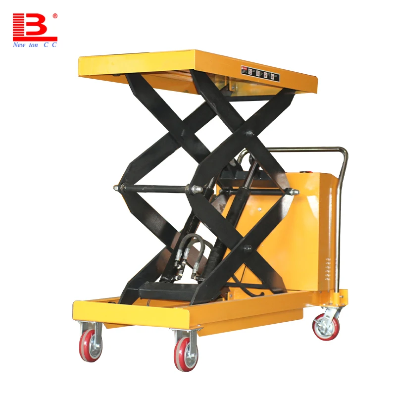 350kg electric hydraulic lift tables double scissors lifting machine automatic electric platform trolley best price