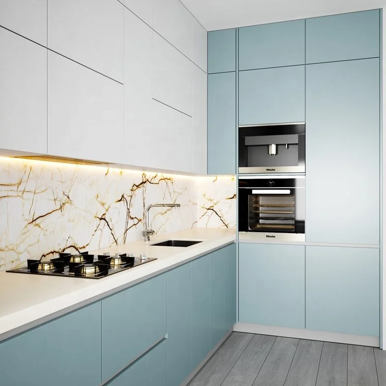 PA China assemble lacquer wood modern home kitchen cabinet set complete