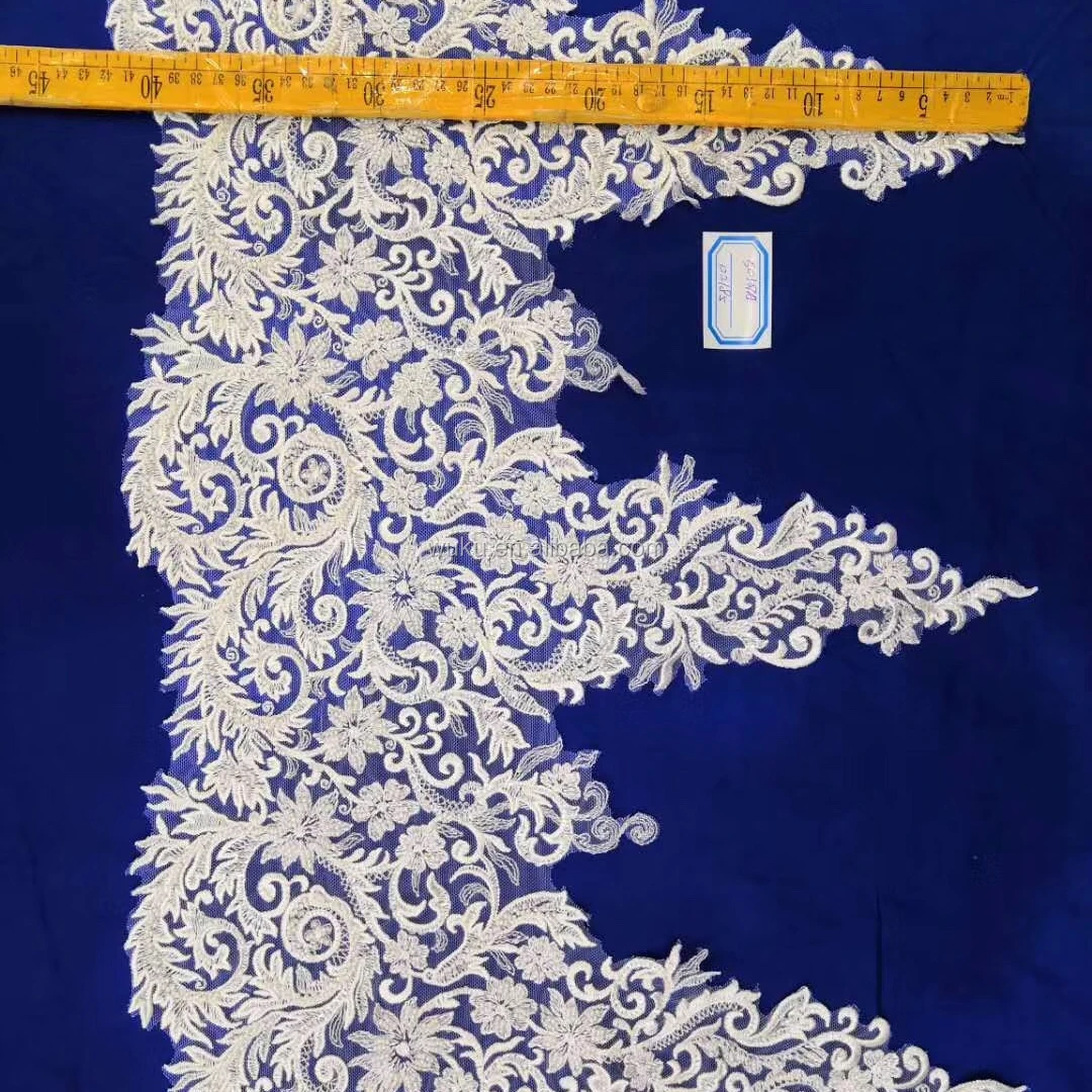 2020 wuku lace border encrusted beads in white for wedding dress decorative