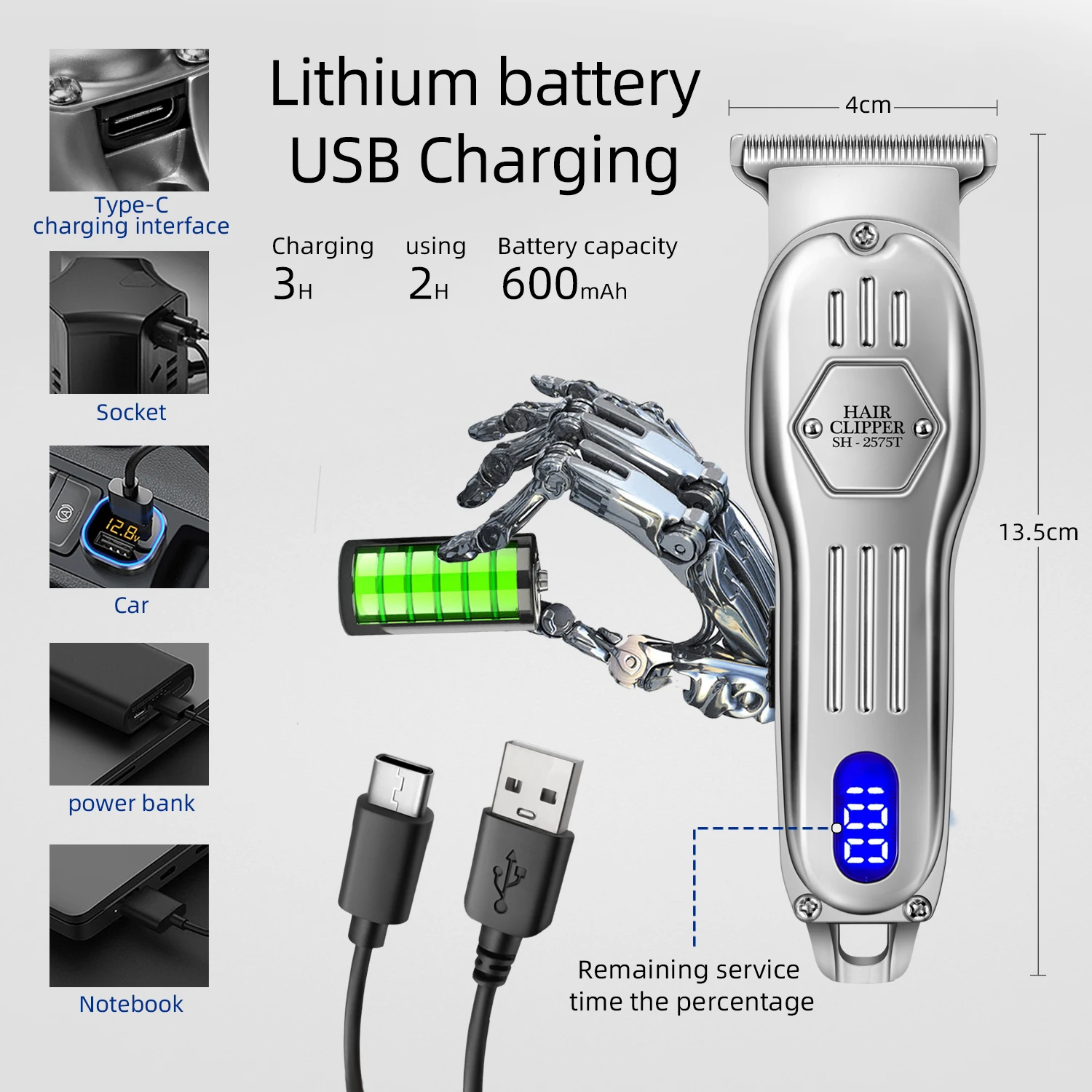 Oem Low Noise Zero Gapped Professional Rechargeable Electric Clippers Trimmer Hair