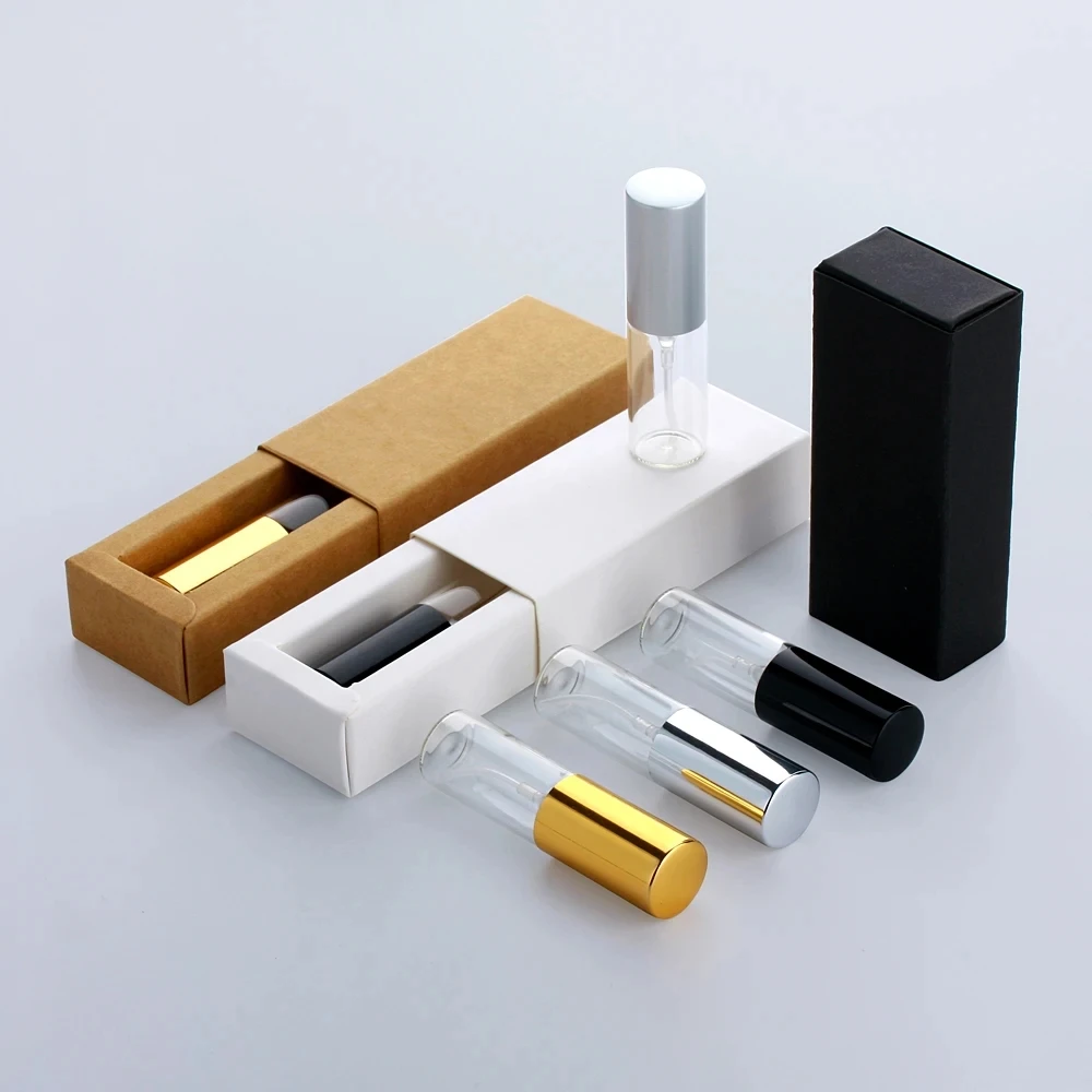Wholesale 3ml 5ml 10ml Mini Round Refillable Glass Vials Sample With Atomizer Empty Spray Perfume Bottle With Customized Box