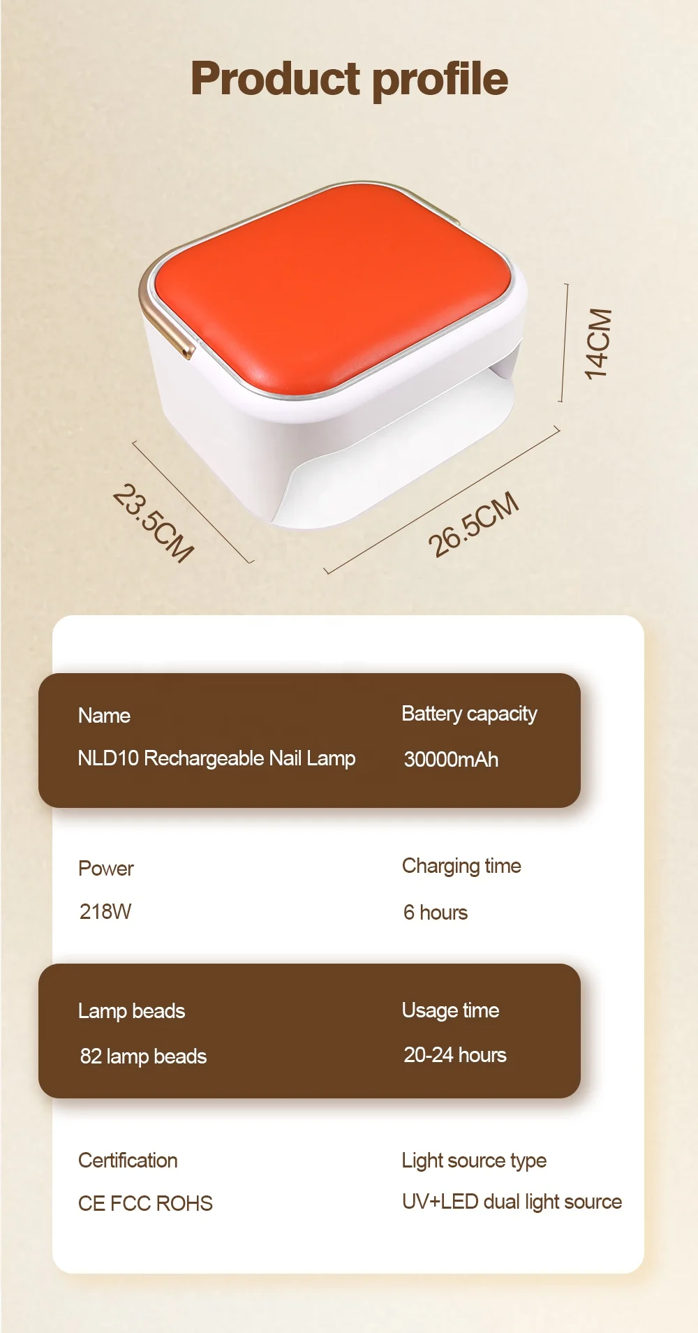 Rechargeable Cordless Led UV Nails Lamp Removable Battery 218w 30,000 mAh Long Lasting Rechargeable Dryer Powerful Nail Lamp