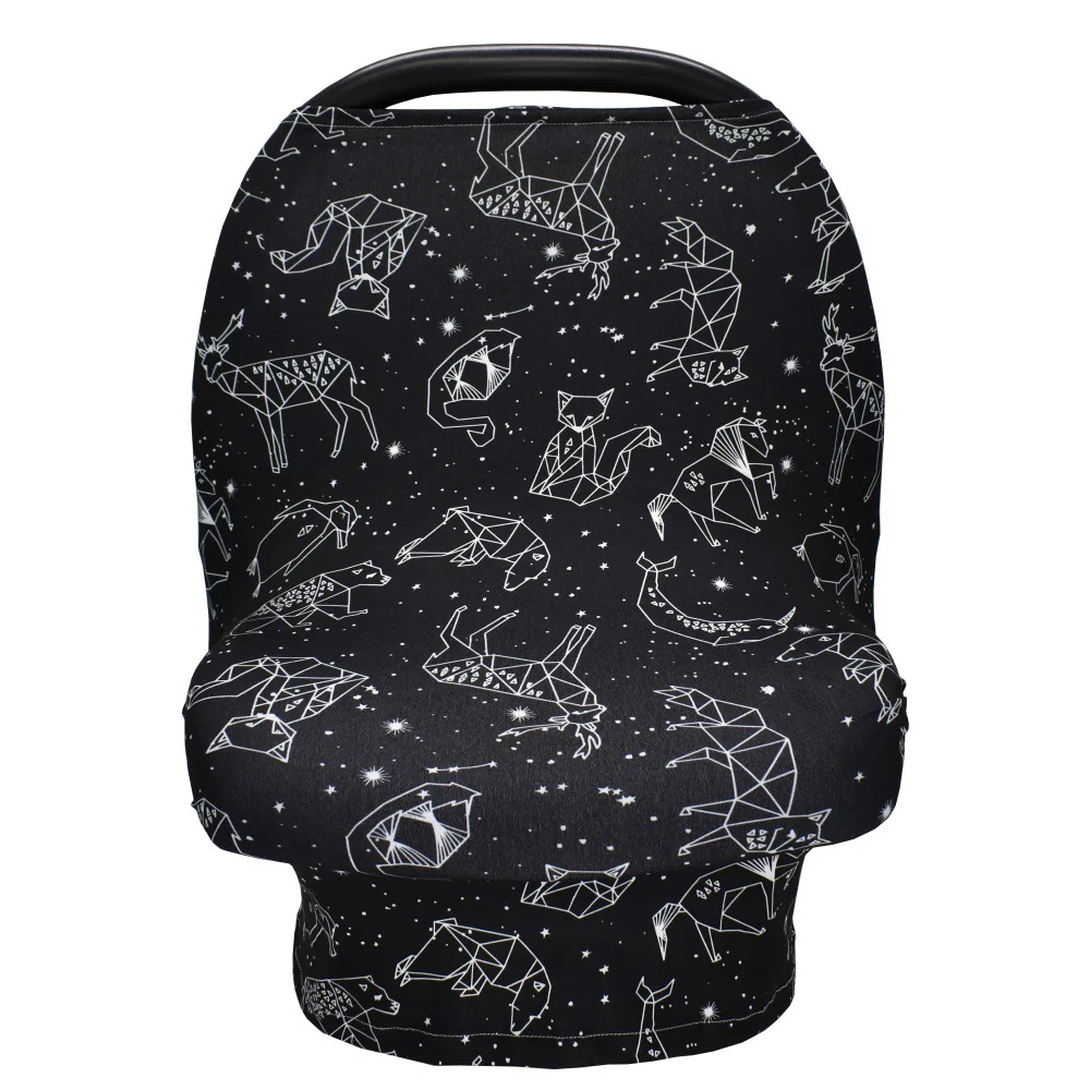 Factory customized dinosaurs elephants printed nursing breastfeeding cover portable stretchy baby car seat cover
