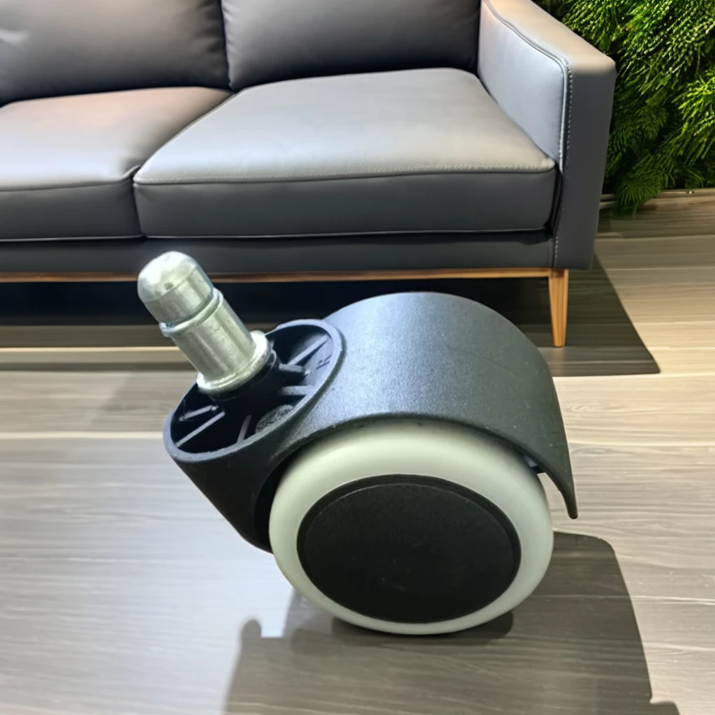 Black Modern Office Chair Caster Wheels PU Nylon with Transparent Trolley PVC Swivel Castor for Hotel Use