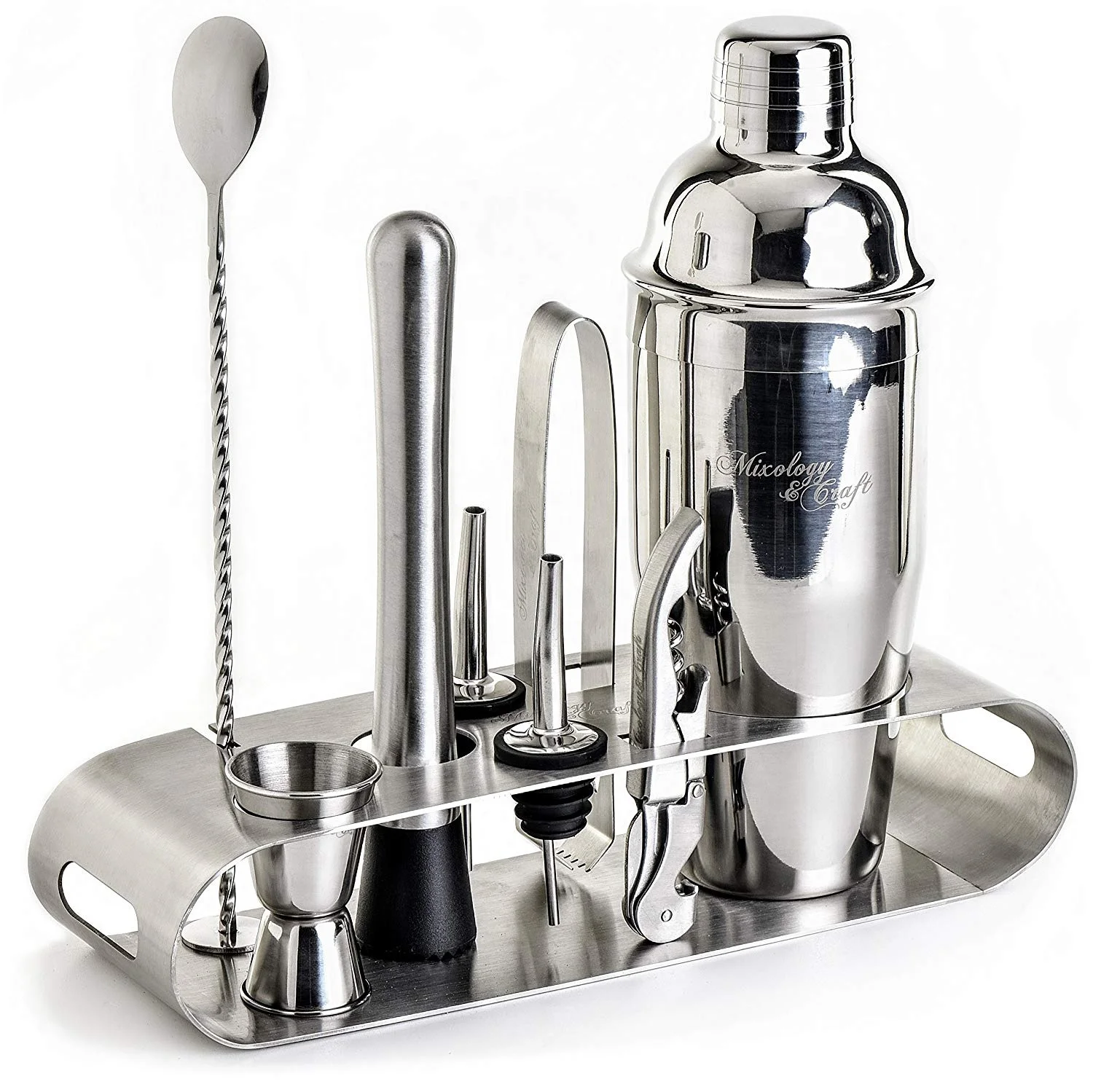 Hot Sale Custom Logo Bar Tools Set Stainless Steel Full Bar Tool Set For Bartender