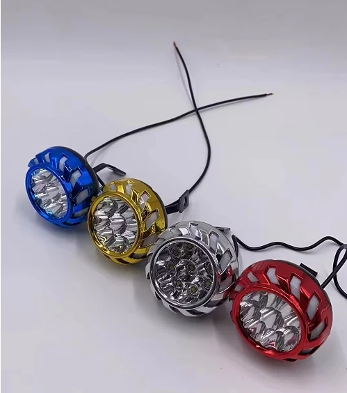 Colorful 9-light LED motorcycle rearview mirror headlight 12V electric vehicle external light motorcycle modified spotlight