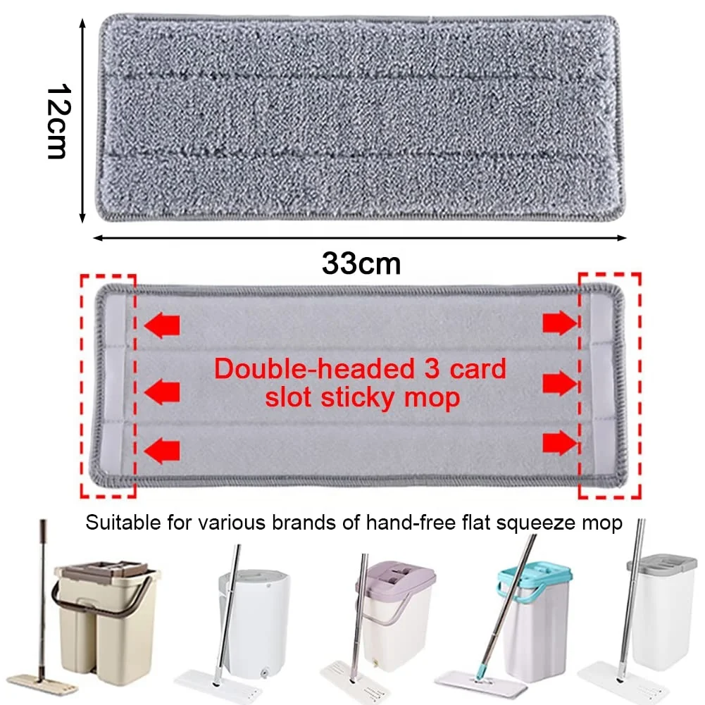 Mop Replacement Pad, Micro Fiber Cleaning Mop Replacement Pad, Reusable Mop Replacement Pad, Size 33*12 cm