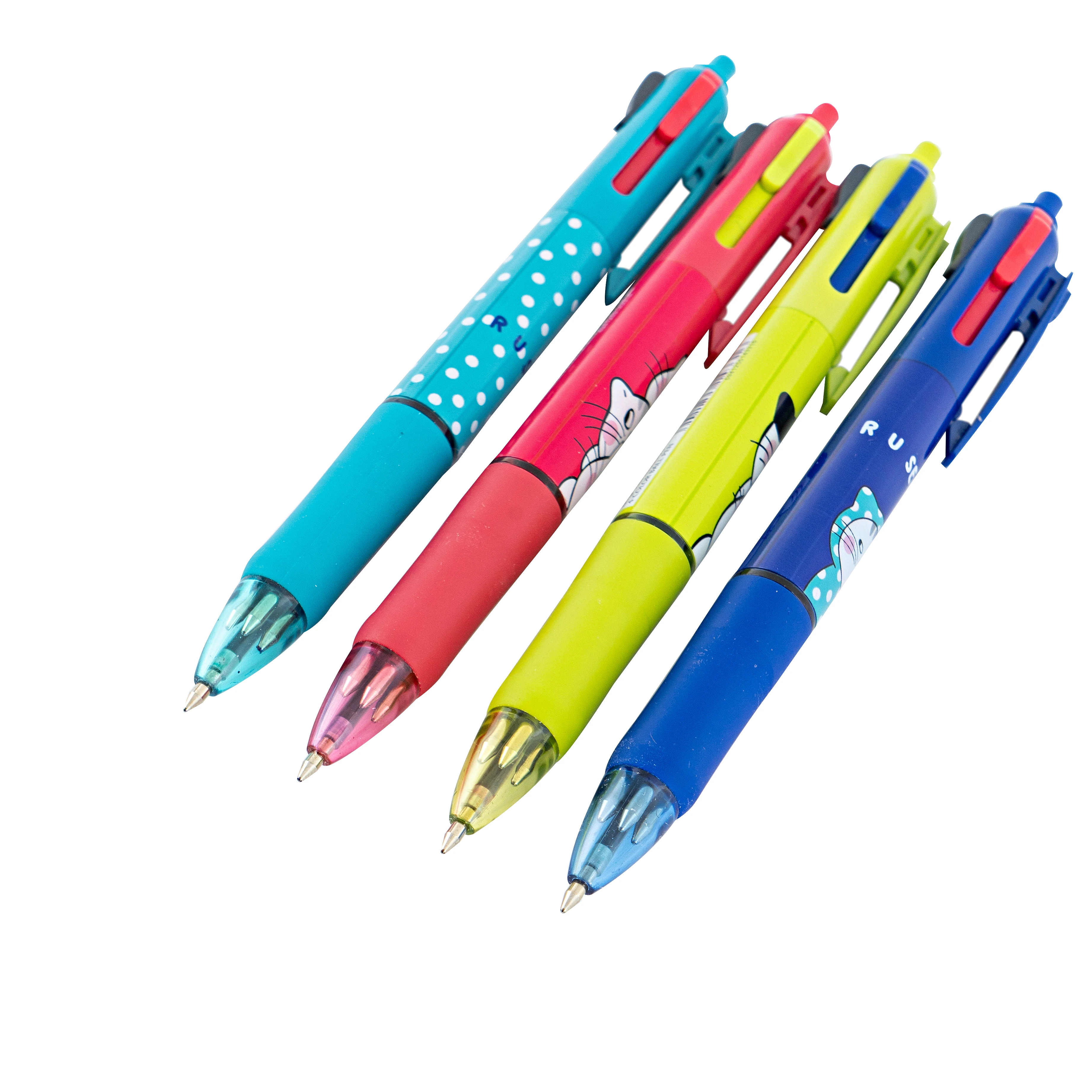 Cute Animal Cartoon Multifunction Ballpoint Pens 4 Colors in 1 Ball Pen 0.7 mm Plastic Pens Ballpoint Custom Logo