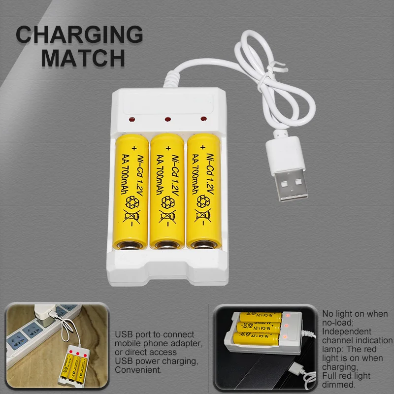 Factory No.5 Nicd rechargeable AA 700mAh 1.2V operated train battery toy car for kids nickel cadmium batteries