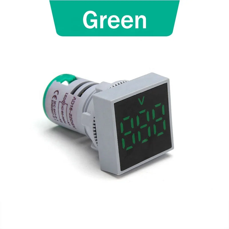 22mm Voltmeter LED Digital Voltage Meter Indicator Light AC 12-500V Square Panel Voltage Tester Red Blue Yellow Green White