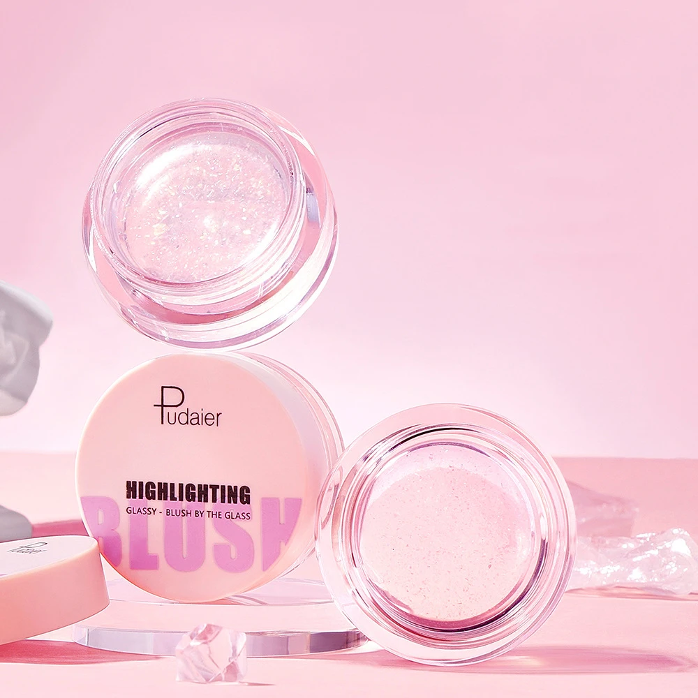 Wholesale Glassy Temperature Change Face Highlighter Vegan Clear Flash Color Changing Gel Blush