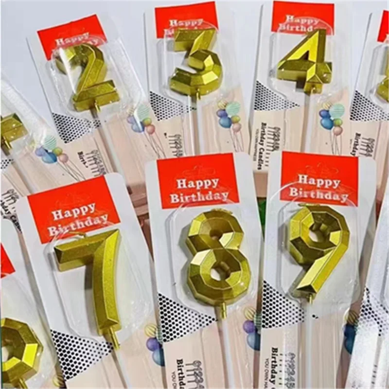 Wholesale Factory Creative Golden 0-9 Birthday Cake Number Candles for Wedding