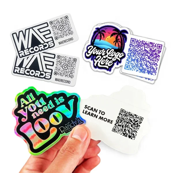 UV Resist Weatherproof Easy Peel Logo Label Stickers Self-Adhesive Waterproof Vinyl Die Cut Custom Logo Stickers with Qr Code