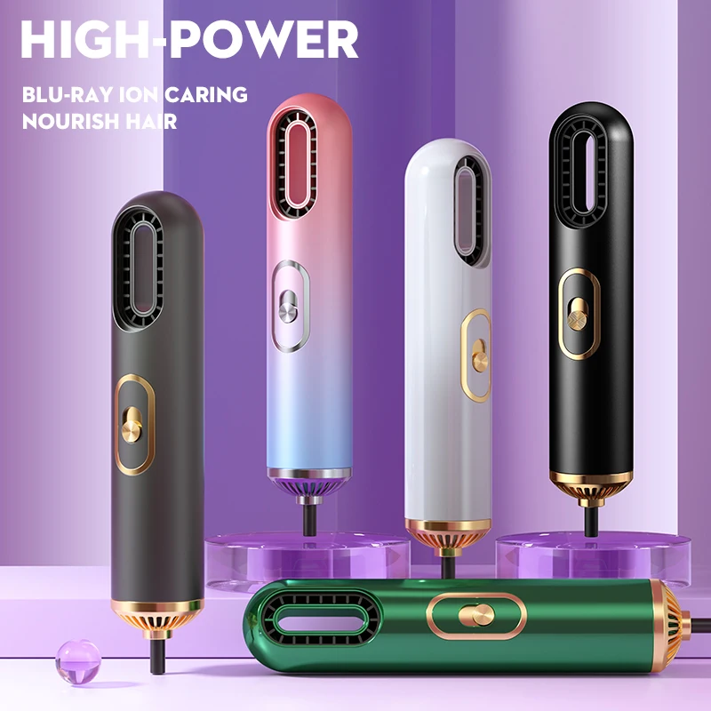 3 In 1 Leafless Hair Dryer 1200W Blue Light Ionic Hair Straightener Curler One Step Steam Hair Dryer