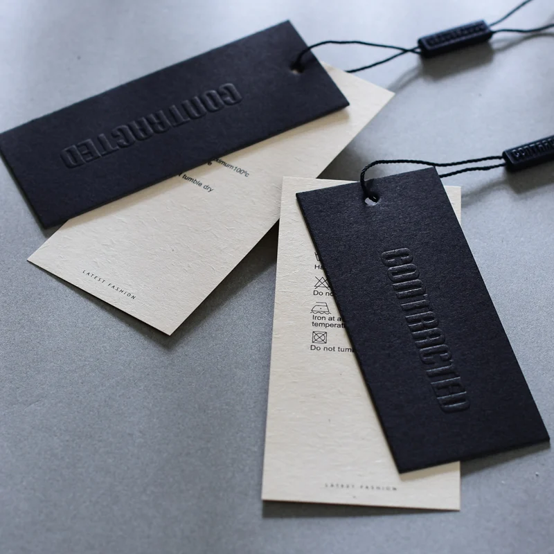 High Quality Luxury 800gsm Embossed Hang Tags Cardboard Garment Tags Custom Hang Tags For Clothing