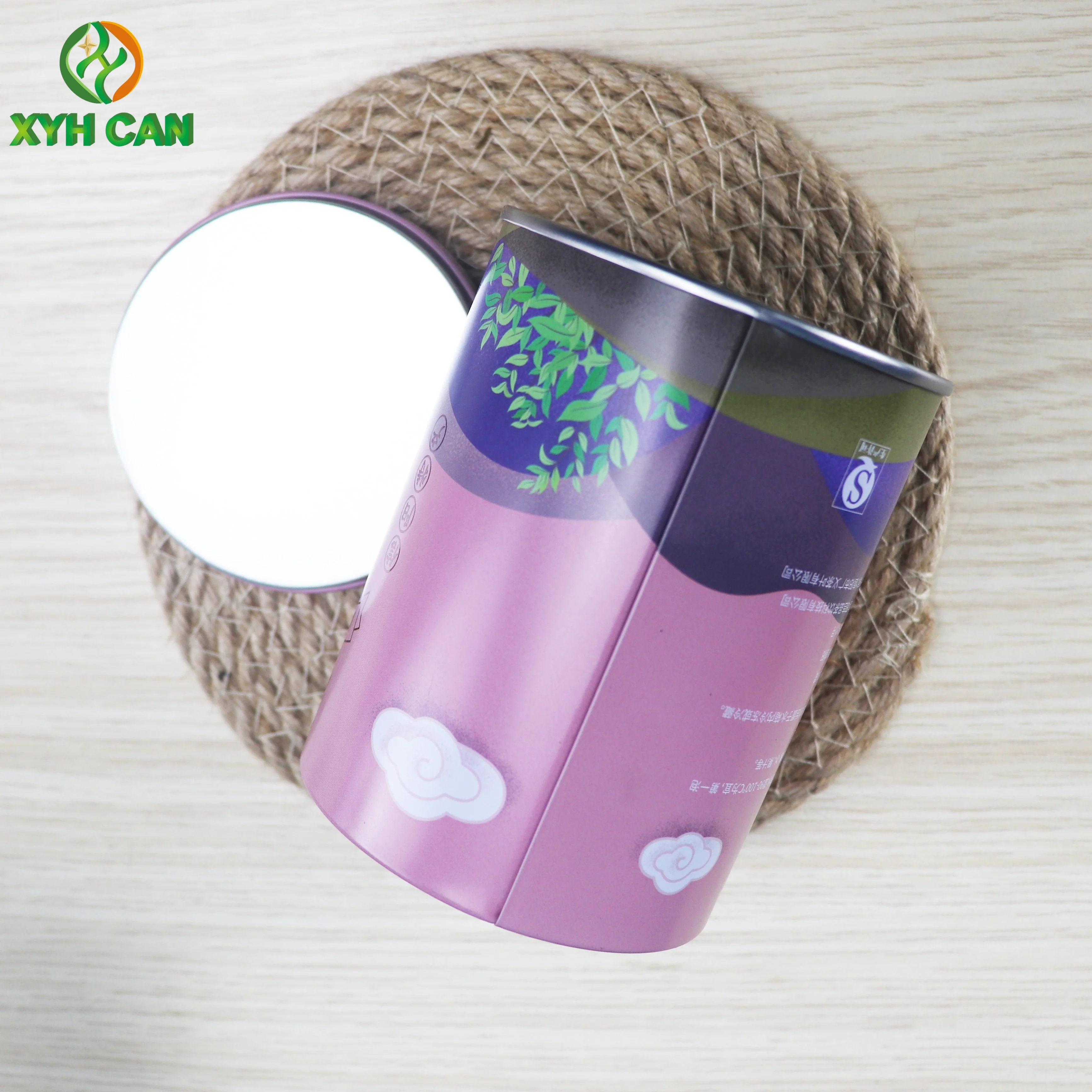 Food Grade Round Tin Boxes for Tea Leaves Coffee Beans CMYK+ PMS Colors Customized Designs