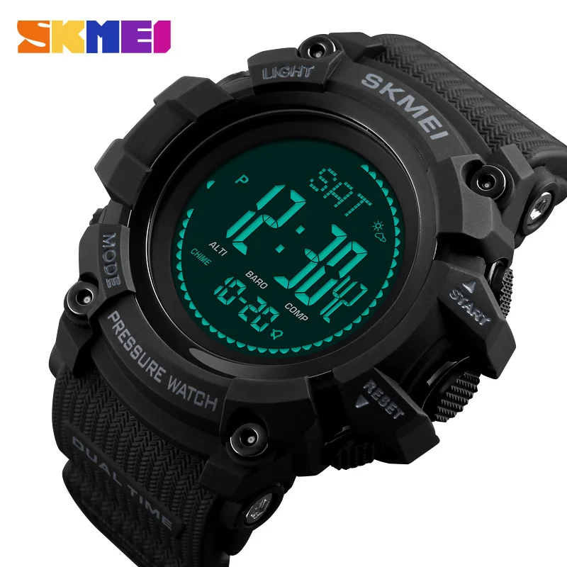 SKMEI 1358 Sport Stopwatch Compass Pedometer Watch Men Reloj de hombre Barometric Pressure Digital Watch