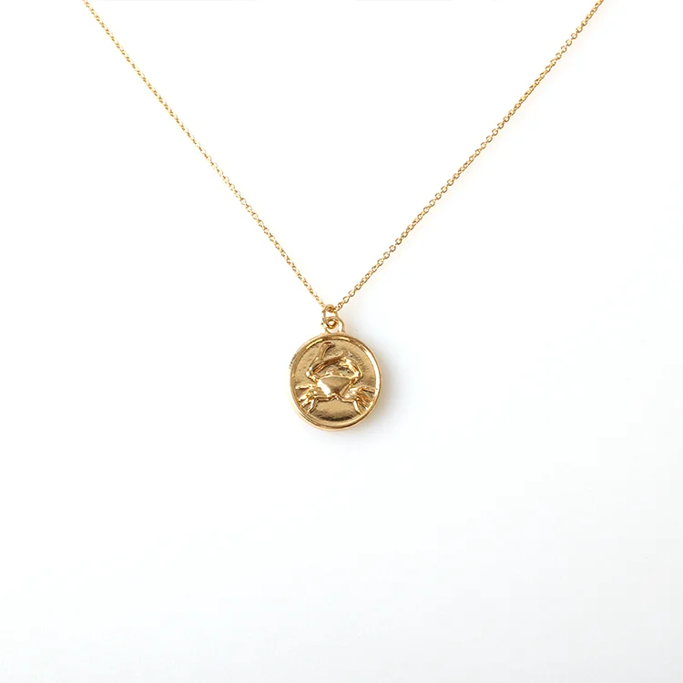 V&R Qingdao Jewelry Bijoux Crab Lobster Logo Pendant Necklace Round Alloy Pendant Necklaces