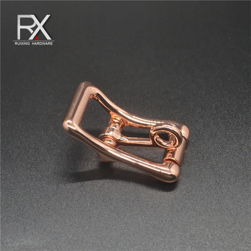 Custom rose gold color zinc alloy tongue pin buckle Strap Adjustable belt Buckle with tongue clasp for belt garment nickel free