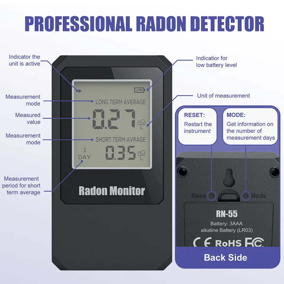 Smart Portable Radon Detector Radon Monitor Radon Gas Detector for Indoor Home Use