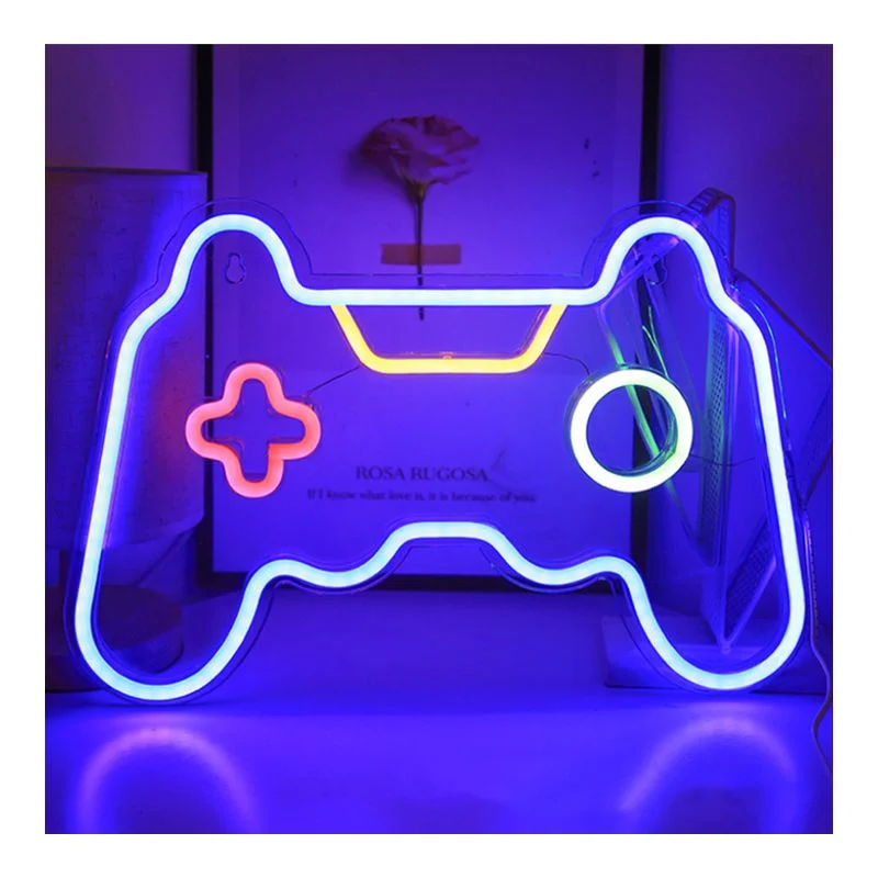 Game Controller Shape Acrylic Neon Light Usb Powered Led Gamepad Sign For Wall Gaming Room Party Gamer Accessories Decor