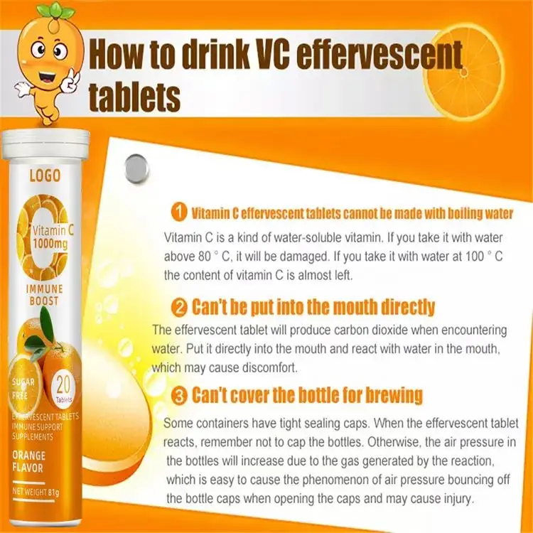 OEM Private Label Customized formula Vitamin Supplements Vitamin C Effervescent Tablet 1000mg