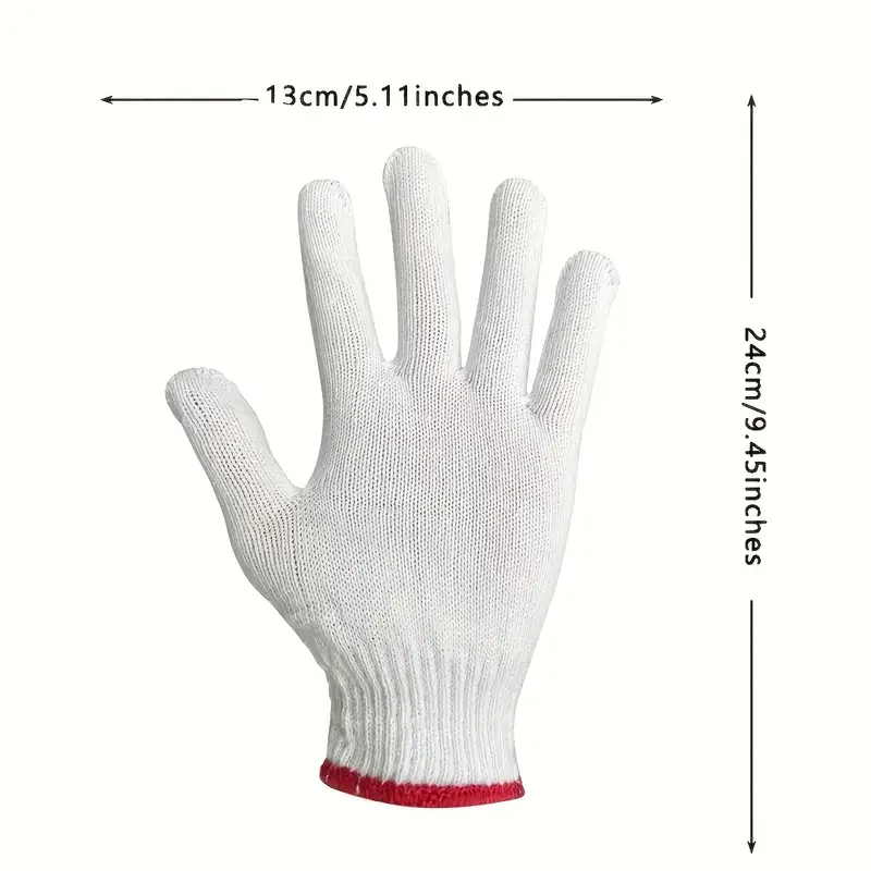 Natural White Red Overlock 40g Cotton Gloves Wear-Resistant Cotton Yarn Knitted Protective Work Gloves