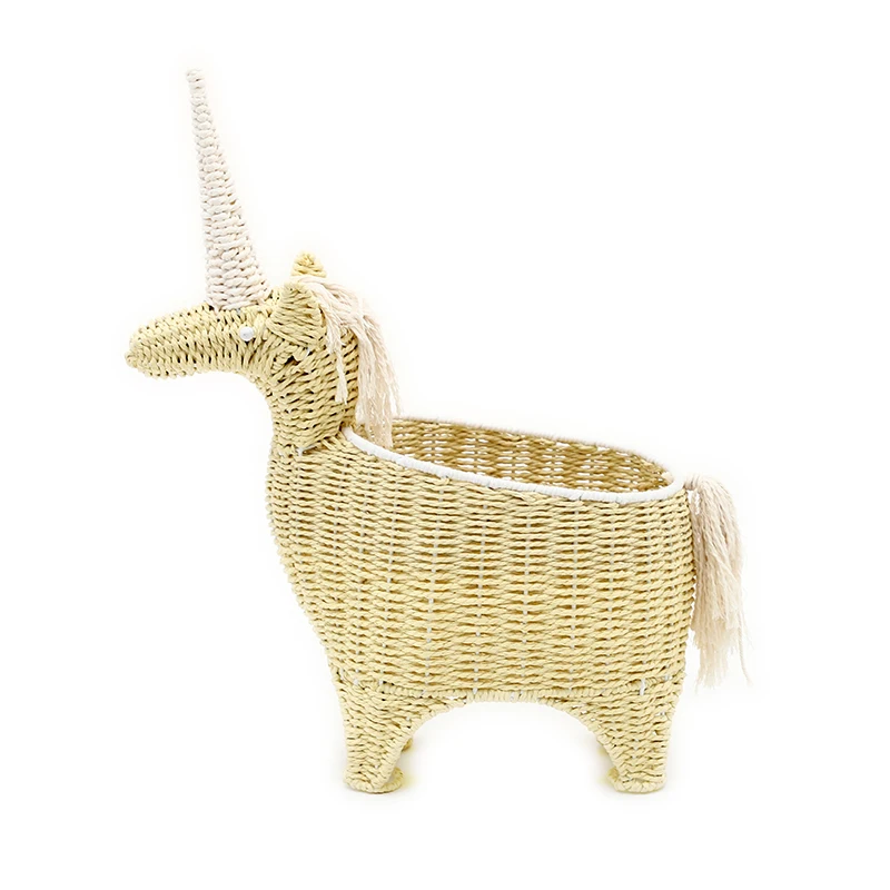 Unicorn OEM Hand-woven Crafts Calabash Paper Rope Book Storage Basket for Office Home