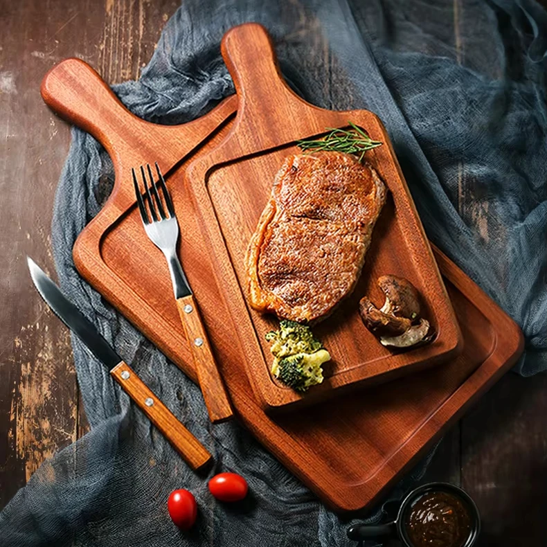 Прямоугольная доска из массива дерева Sapele для стейка и выпечки Западной кухни для пиццы и хлеба для подачи еды