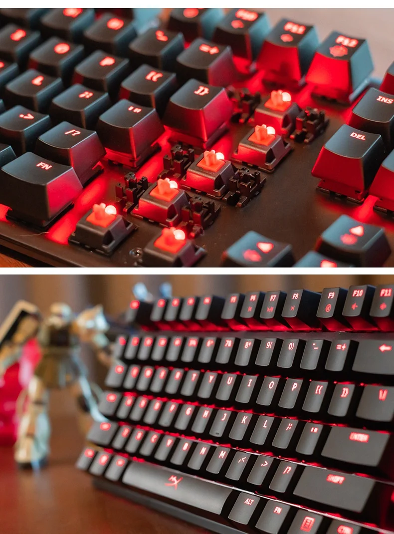  Механическая игровая клавиатура с подсветкой профессиональная из сплава FPS Pro (87 клавиш) RGB вишнево-красный
