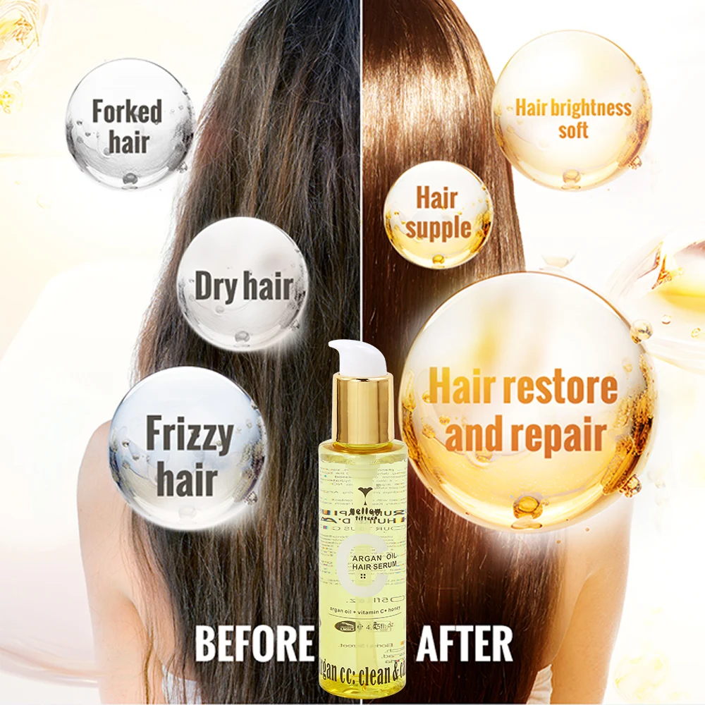 Repair damaged hair leave smooth and shine Vitamin C argan oil hair restore serum
