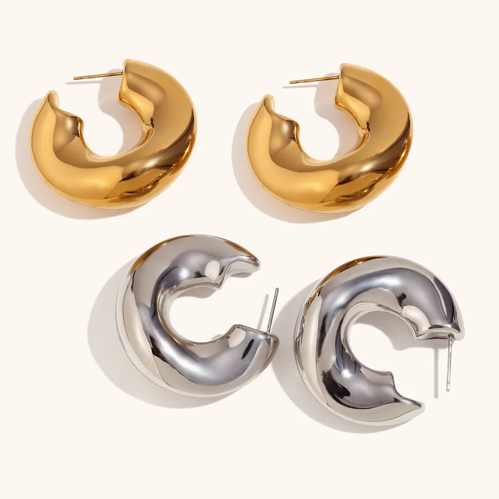 New Copper Geometric Creative Chunky Earrings Minimalist Metal High Quality 18k Gold Plated Earrings Statement Jewelry