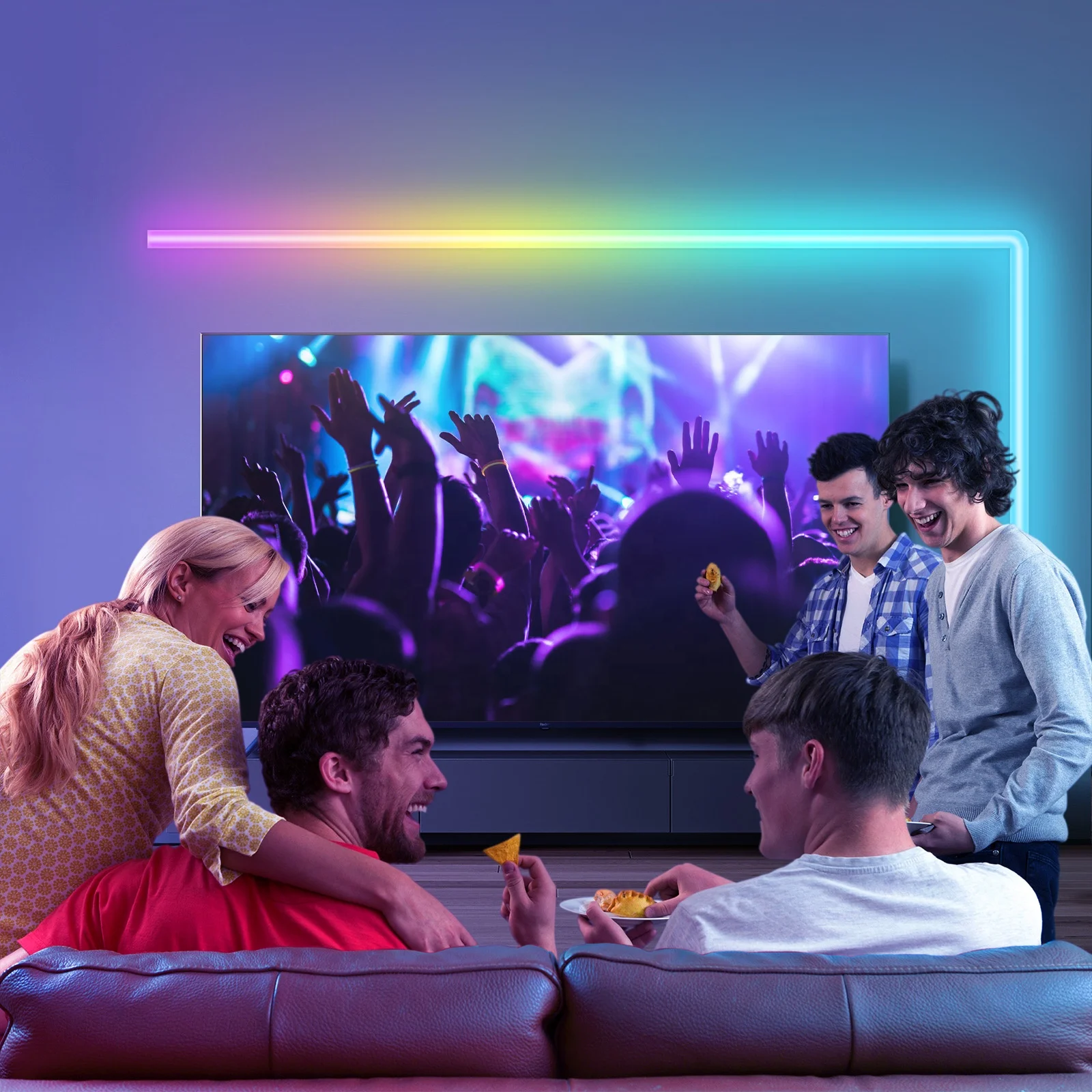 6 + 4 потоковый RGBIC многоцветный сегментный контроль музыки синхронизация домашний Декор светодиодные светильники скользящие живые Настенные для