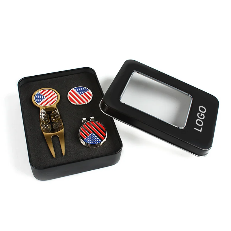 Custom Logo Gift Box Golf Tees Ball Markers Rubber Golf Gift Set Golf Accessories