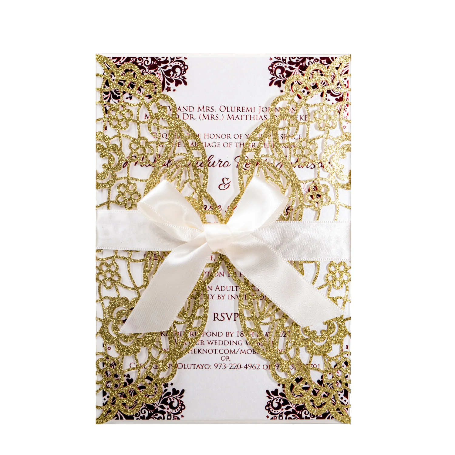 Hot-selling business lace wedding party laser hollowed out European-style wedding invitations customized cards