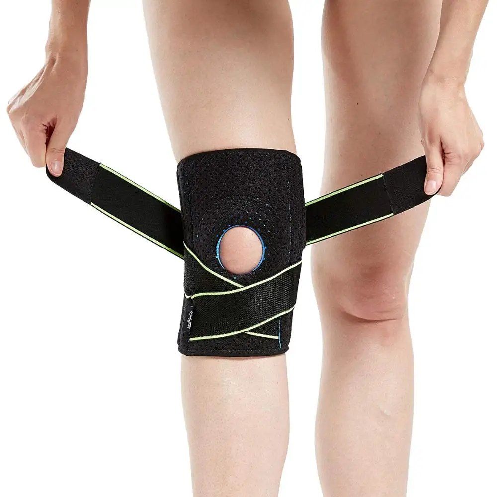 Double Strap Compression Fixation Professional Universal Knee Sleeve Breathable Knee Brace with Side Stabilizers