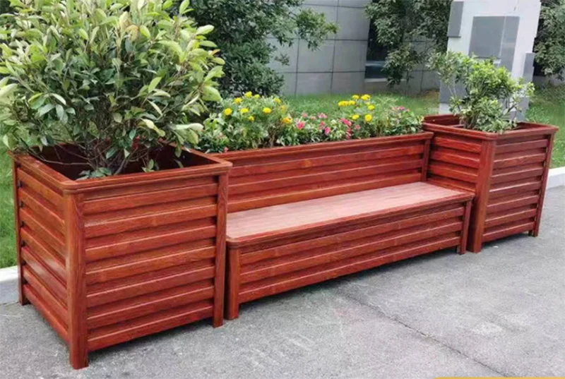 customer municipal engineering Redwood grain flower pot & planters aluminum flower beds for street
