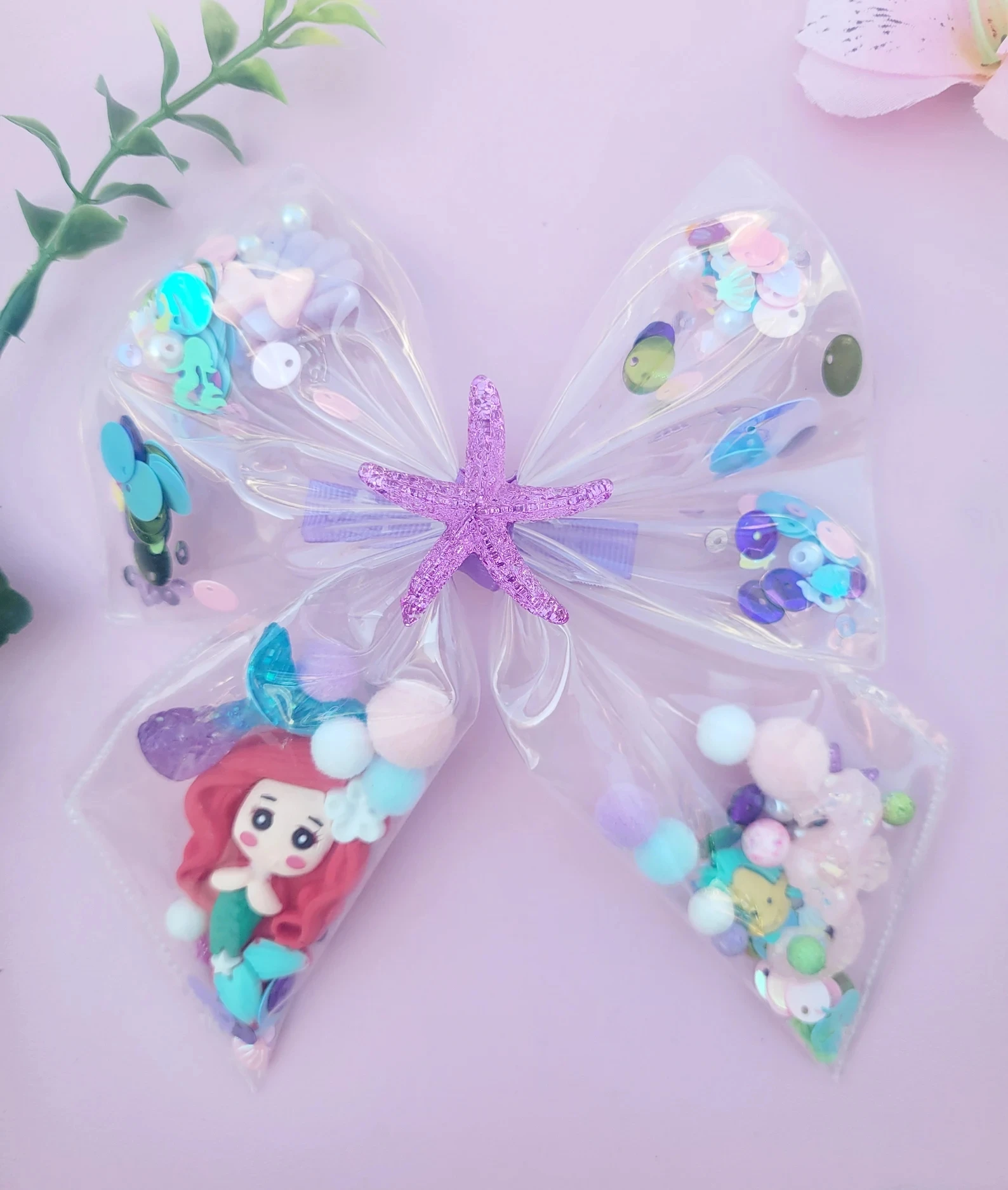 PVC princess hair bows shaker glitter bling bling hair clips popular girl accessories for hair kids accessories