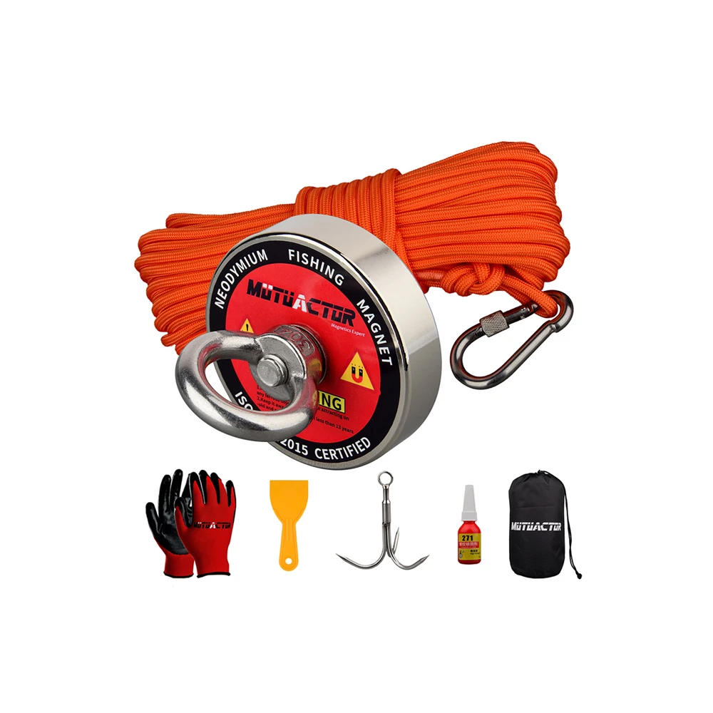 Strong N52 Neodymium Fishing Magnets 400lbs Magnetic Materials Grappling Hook Retrieval Magnet Set 20m(66Feet) Durable Rope