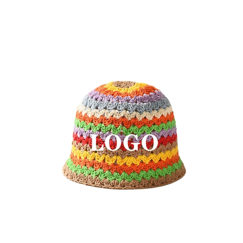 2024 new zjm hollow flower knitted fisherman handmade crochet spring summer sun panama bucket hat