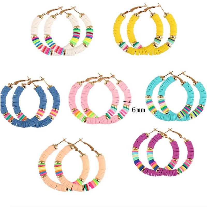 2021 new design women colorful polymer clay earrings 6mm handmade polymer clay earrings jewelry