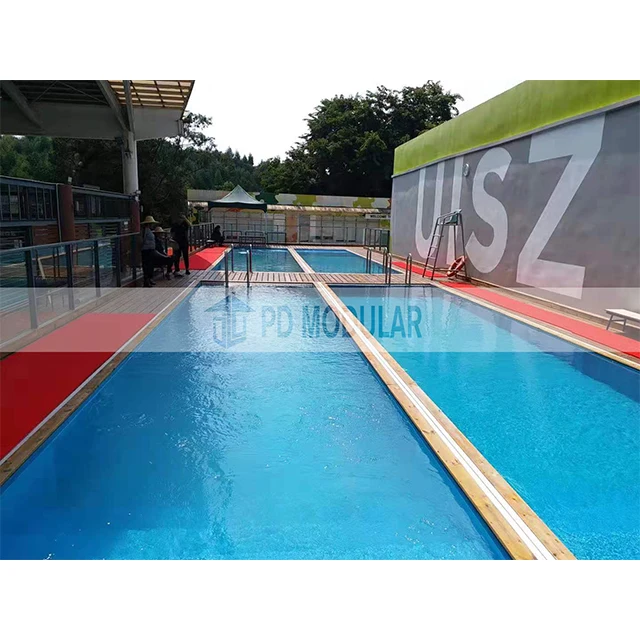 Prefab mobile steel ready made blue piscine outdoor