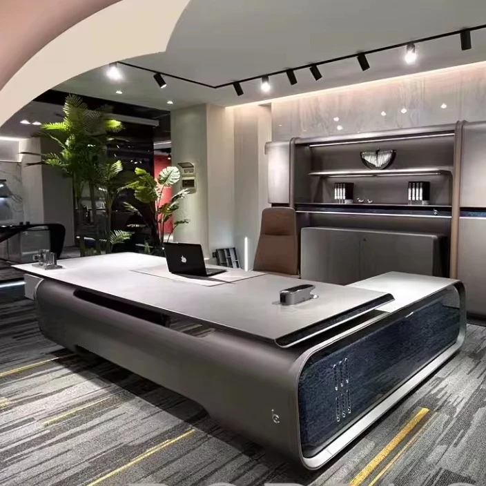 2024 Exhibition Popular modern wooden Executive desk L-shaped luxury desk (for ceos) customized Foshan factory