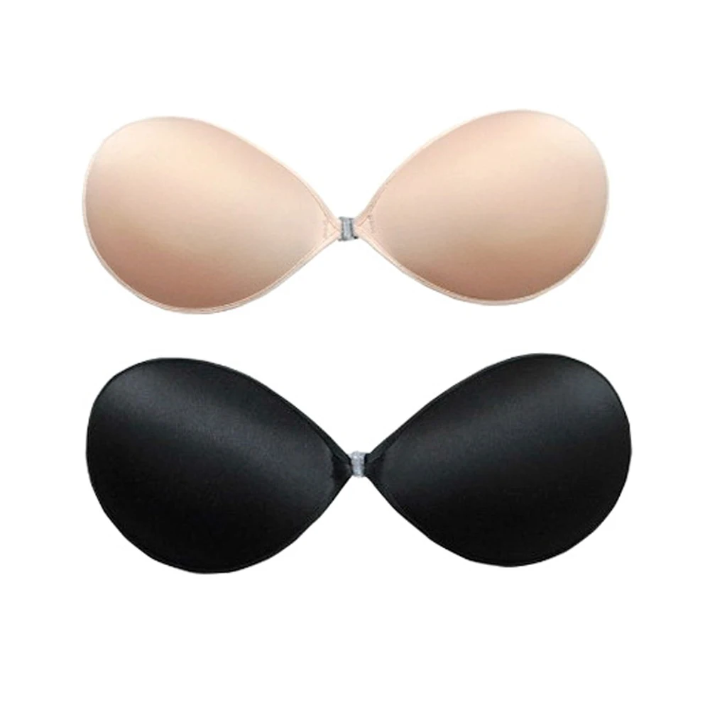 Mei Xiao Ti Glossy Cloth Silicone Bra Cup Fabric Face Silicone Inner Seamless Invisible Self-adhesive Stick On Chest Deep V Bra