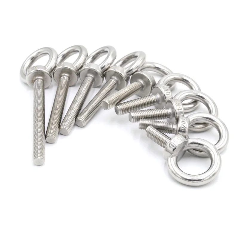 ANGSI Fastener DIN580 DIN444 stainless steel closed shoulder pattern machinery bent lifting swing eye bolts with nuts M8