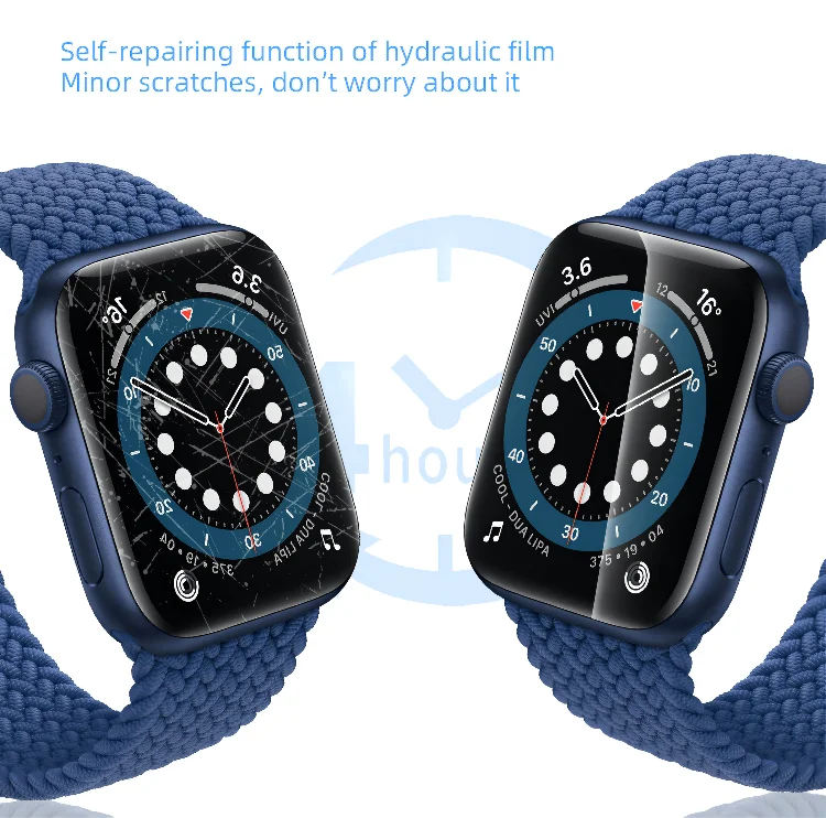 Смарт-часы Защита экрана для Apple Watch серии 7 42 мм покрытие само-исцеляющий пузырь бесплатно HD Прозрачная Гибкая ТПУ