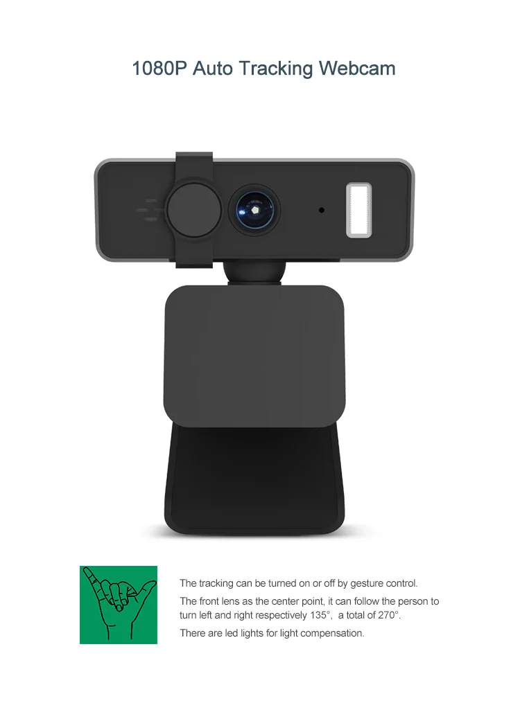 Rotatable Auto 1080P HD Ai Face Tracking Webcam With Mic 720P Camera Tracker For Conference Rooms