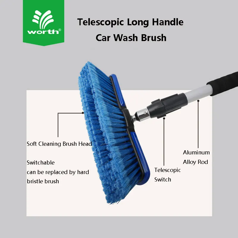 High Quality Switchable Soft Hard Telescopic Long Handle Car Wash Brush Car Detail Cleaning Brush