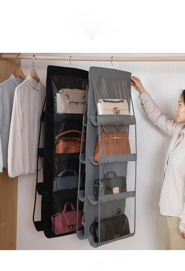 Hanging Handbag Organizer For Wardrobe Closet Transparent Storage Bag Handbag Organizer home storage & organization