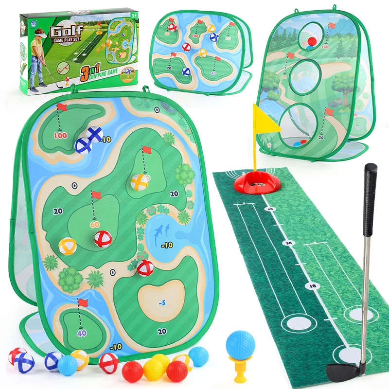 Outdoor Sports Toy Manufacturers Supply Three-in-One Sticky Ball Golf Target Throwing Game Suit Made of Durable Plastic